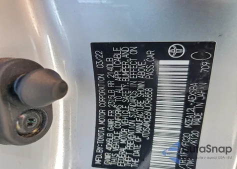 2022 Toyota Corolla Se из США, поврежденный, VIN JTDS4MCE6NJ096858